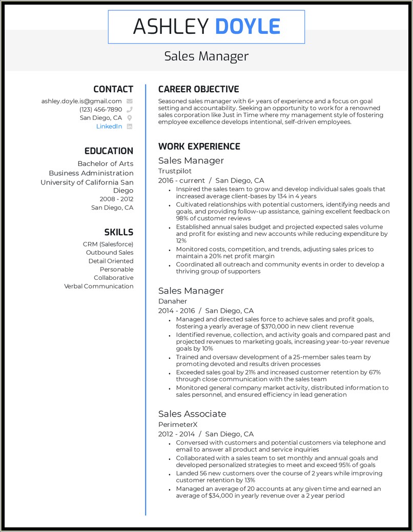 International Sales Manager Job Description Resume