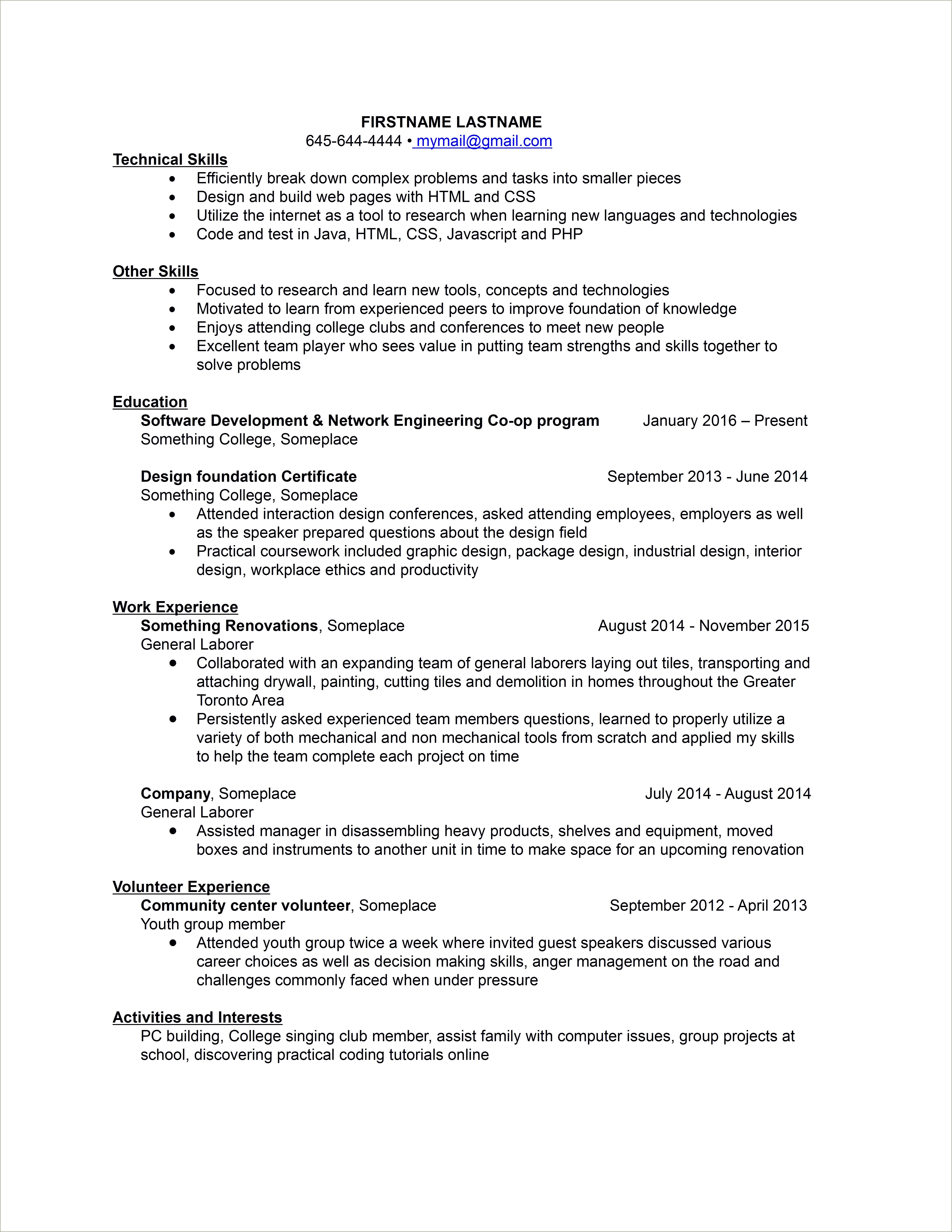 Internship Experience After 1 Week Resume Reddit