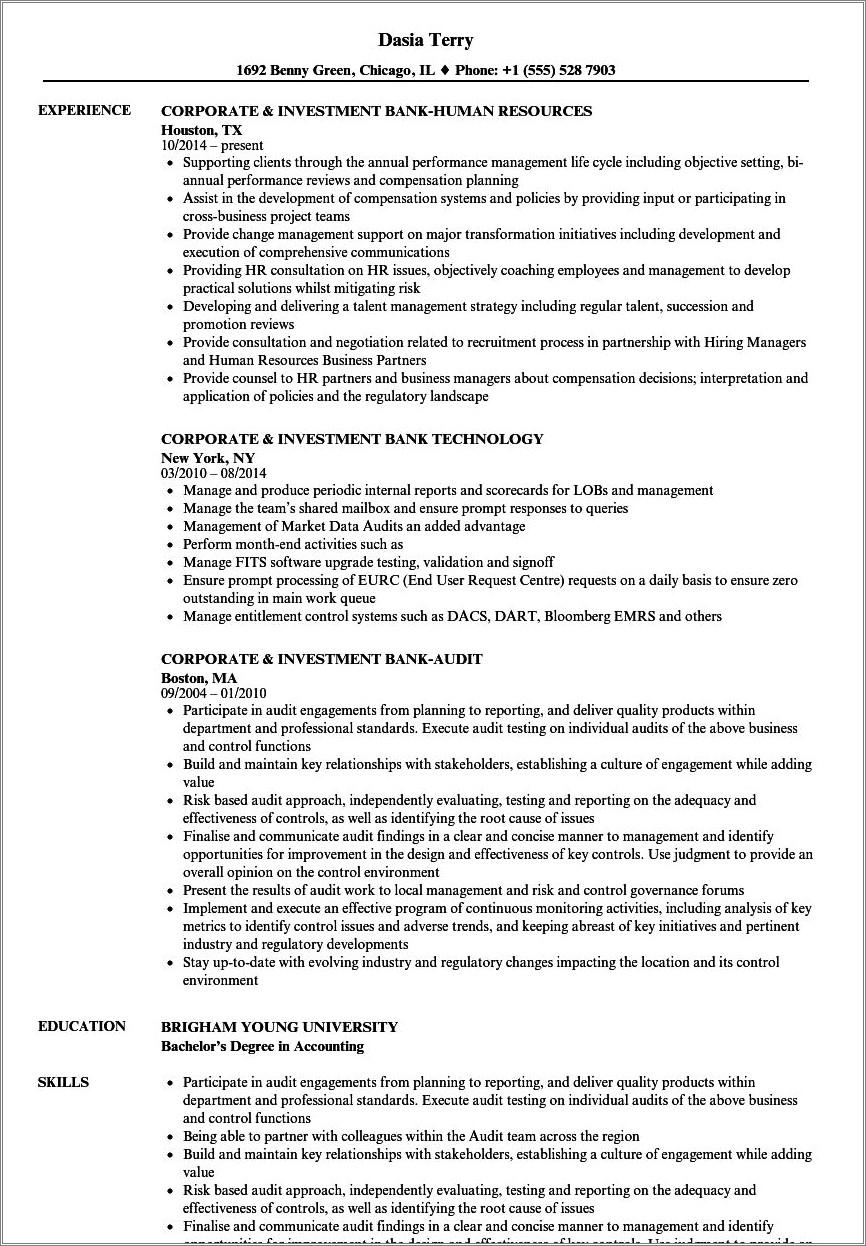Investment Banking Analyst Resume Example And Cross Border