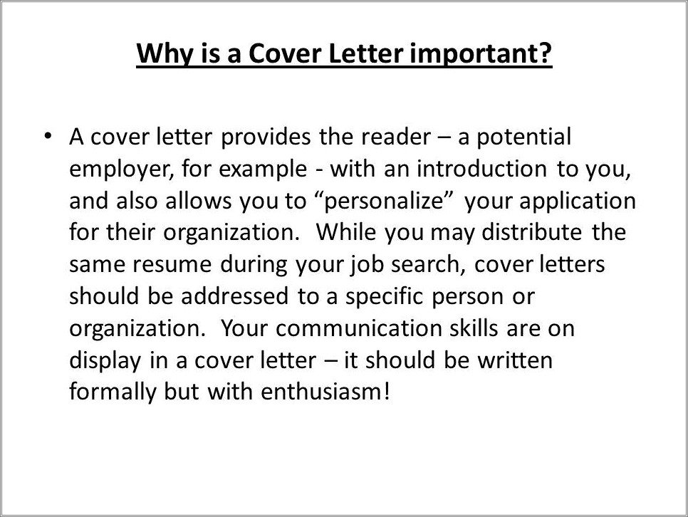 Is A Resume Cover Letter Important