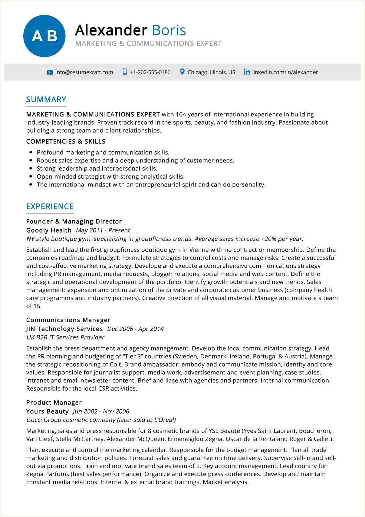 Is International Experience A Section For A Resume