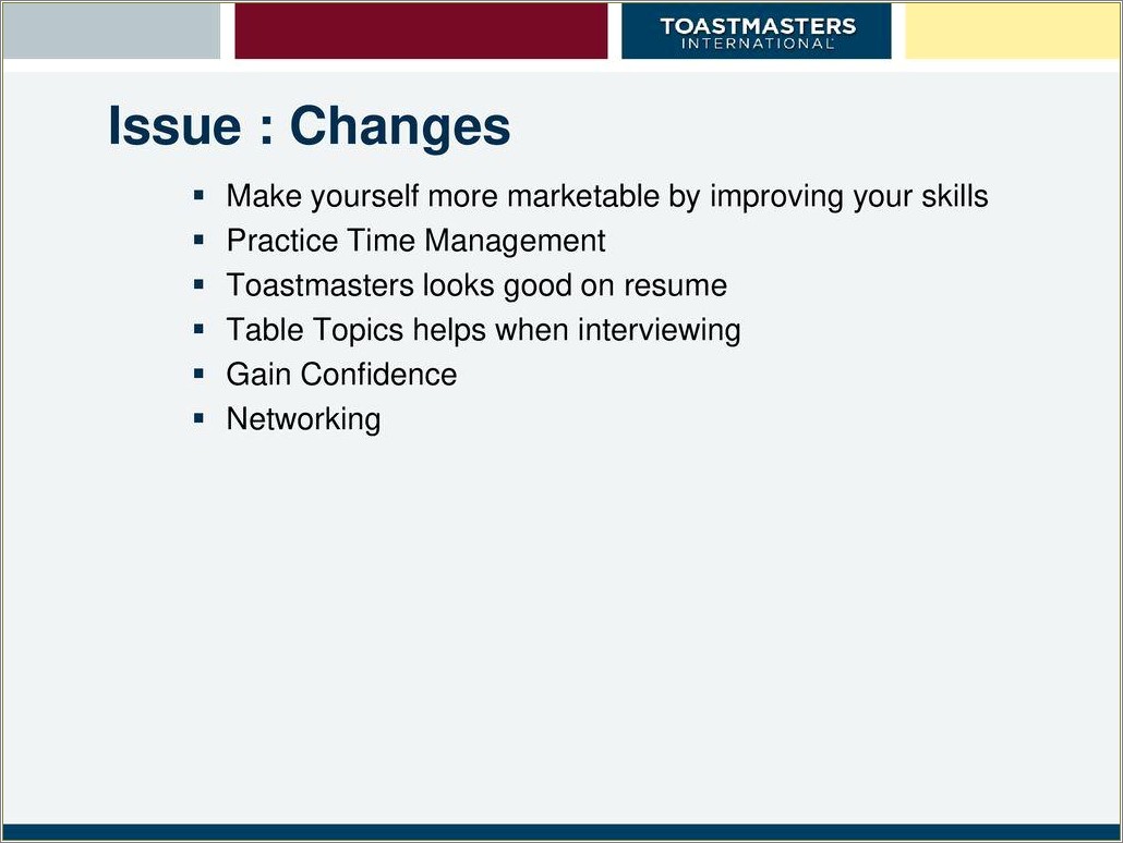 Is It Good To Have Toastmasers On Resume