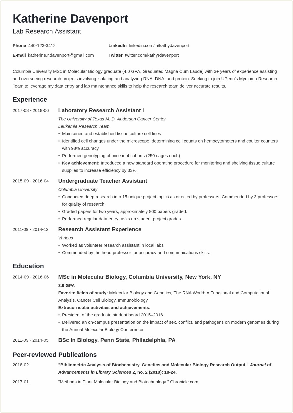 Is Research Information Bad To Put On Resume