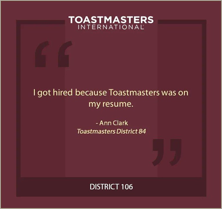 Is Toastmasters Good For Your Resume