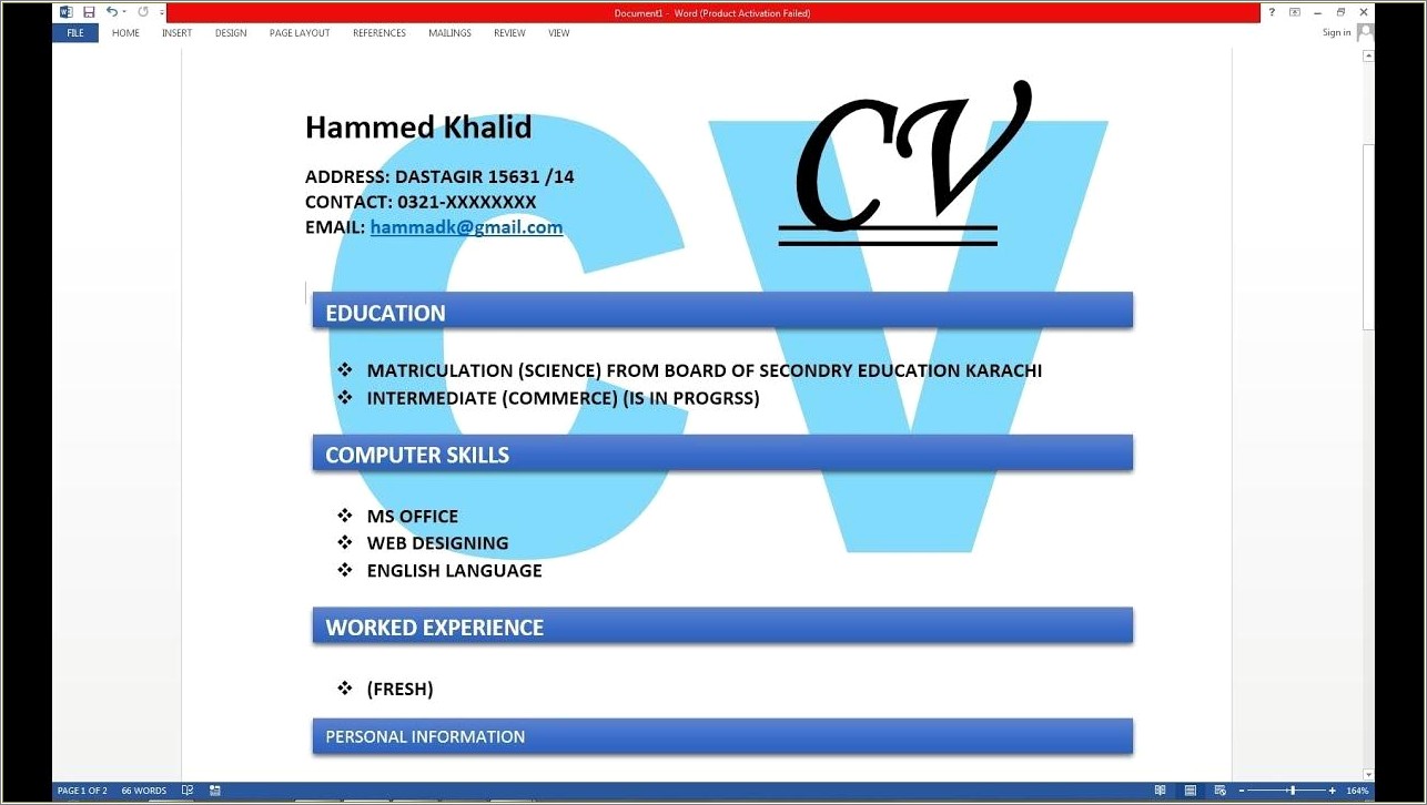 Islamic Resume Format For Teacher In Word