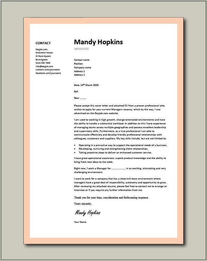 It Manager Cover Letter Examples For Resume