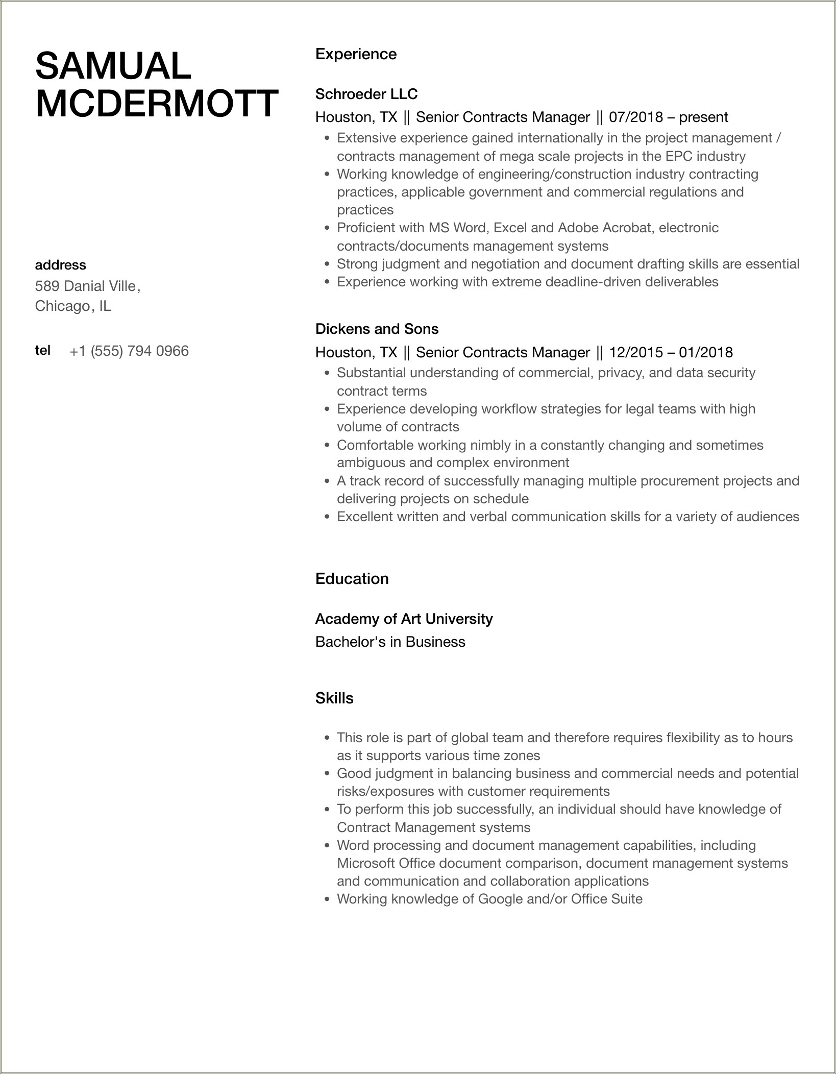 It Manager Resume Understanding State Local Contracts