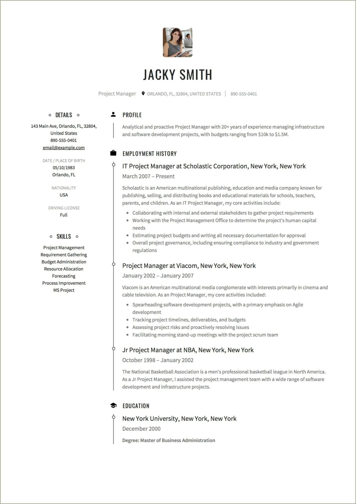 It Project Manager Office 365 Implementation Resume