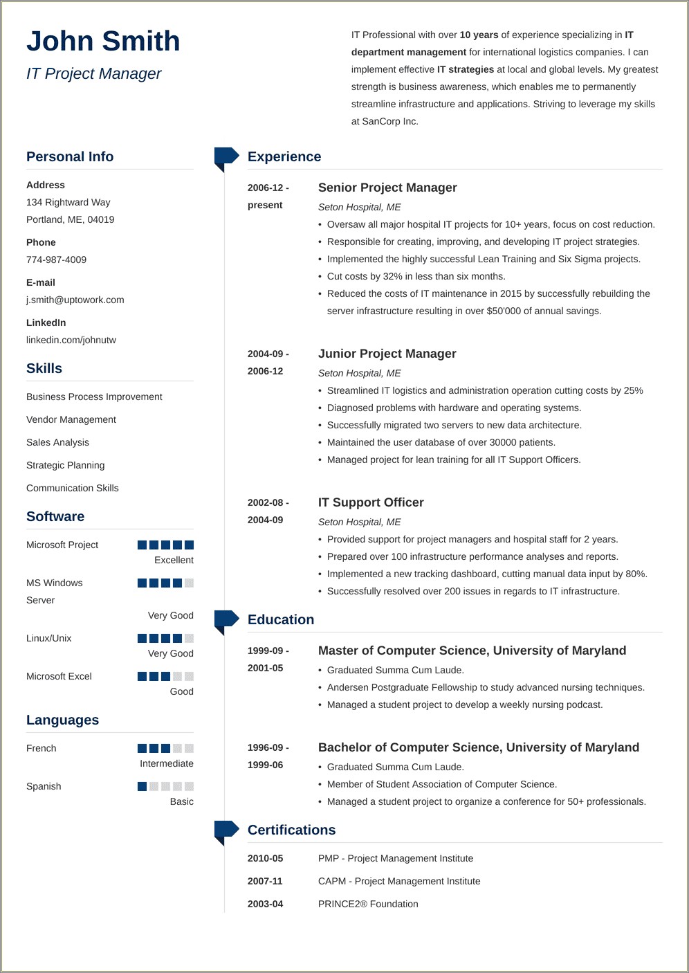 It Project Manager Resume Summary Mid Level Legal