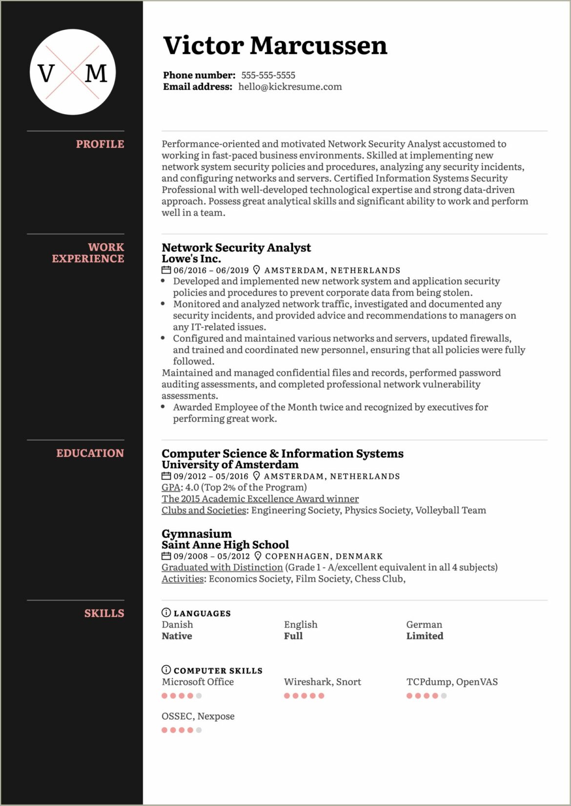 It Security Resume Example Skills Based