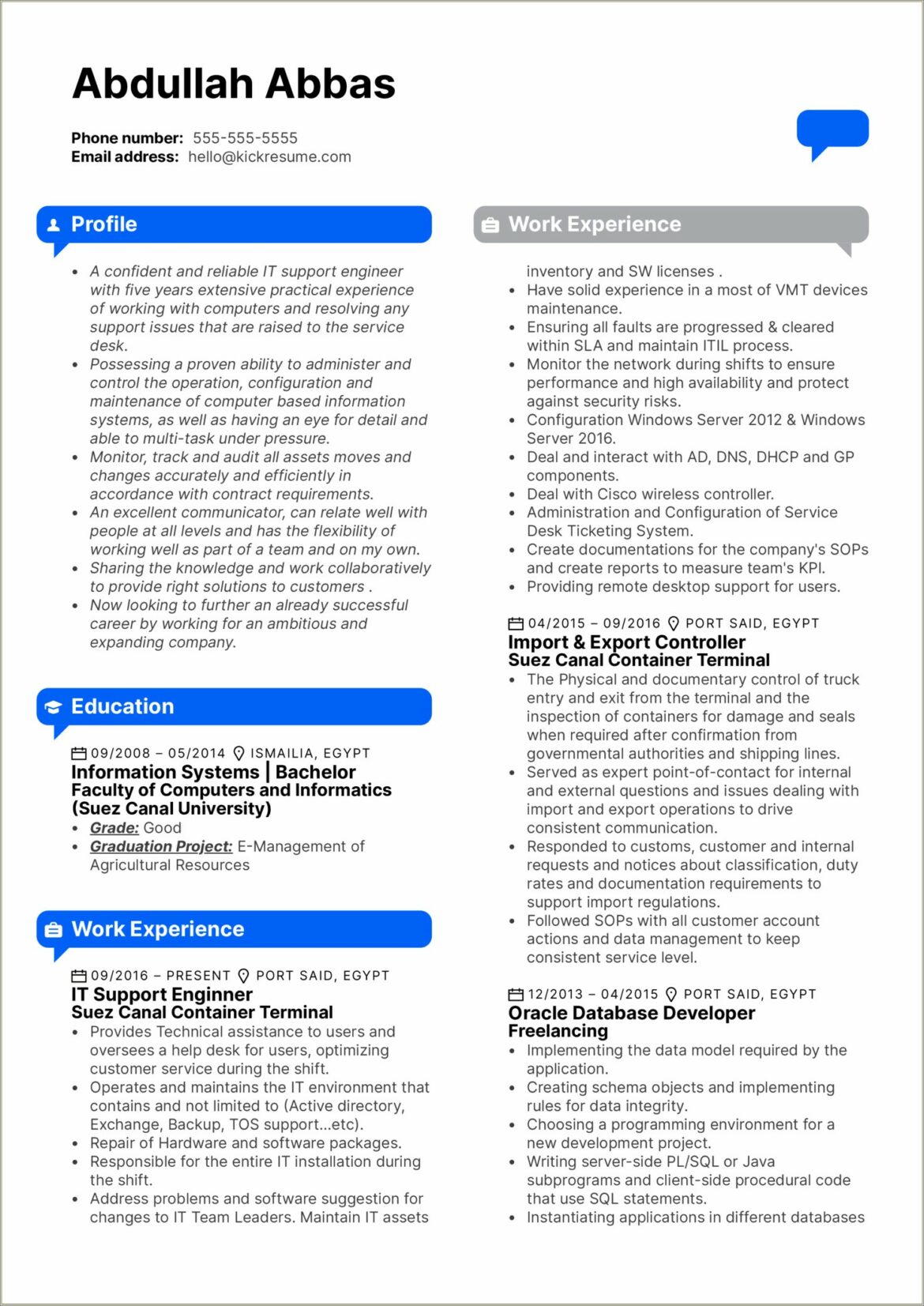 It Support Engineer Job Responsibilities Resume Format