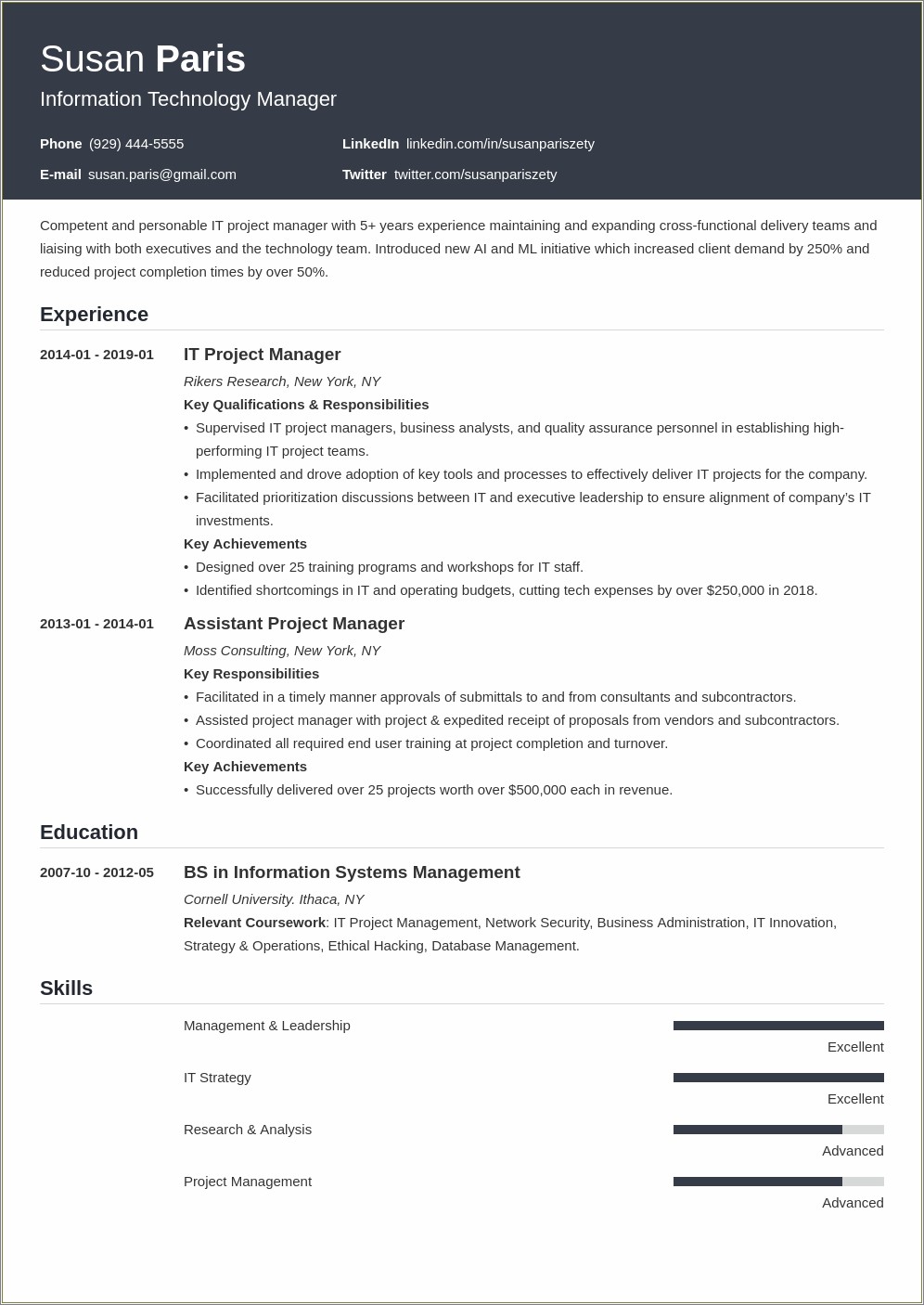 Itc Senior Service Delivery Manager Resume