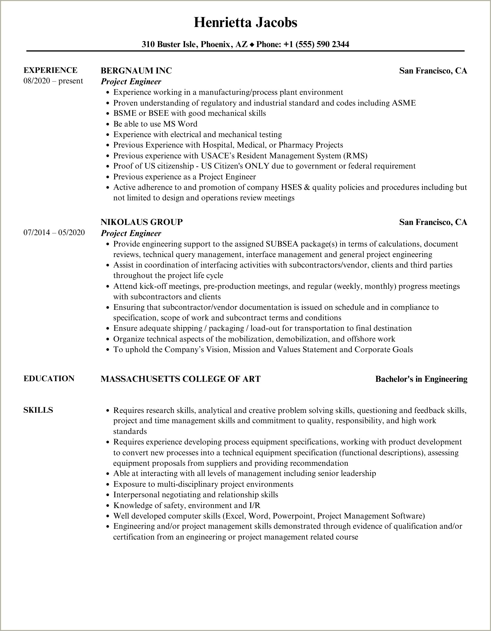 Jacobs School Of Engineering Resume Database