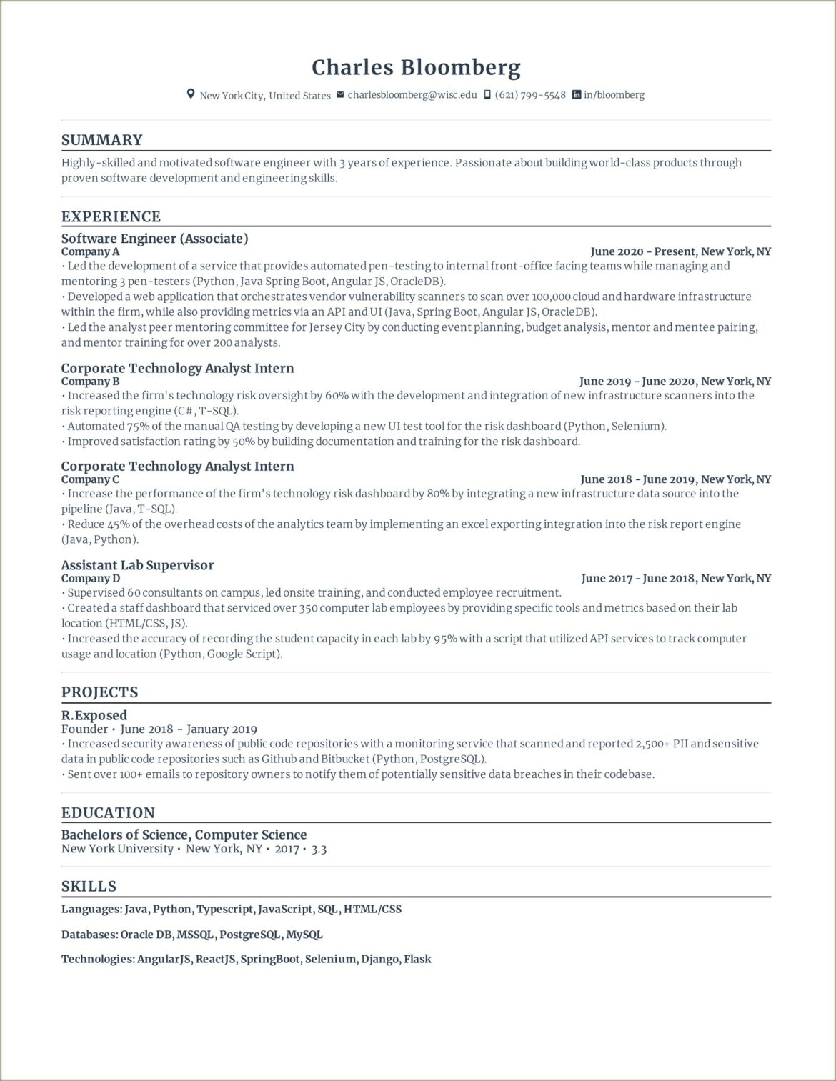 Java Developer Resume 3 Years Experience