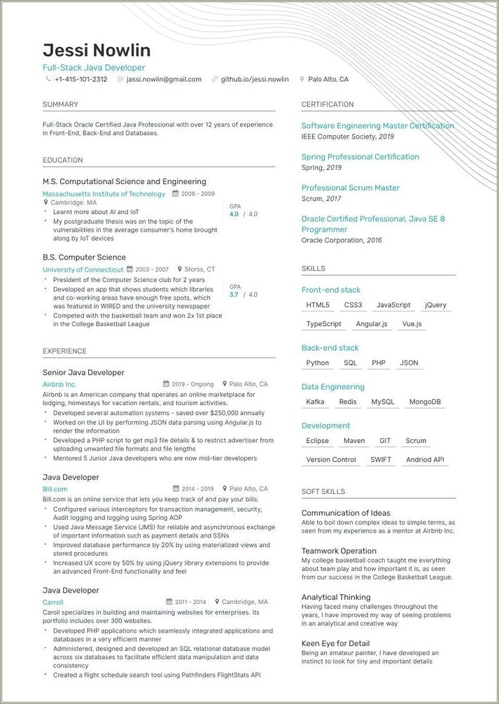 Java Sample Resume 2 Years Experience