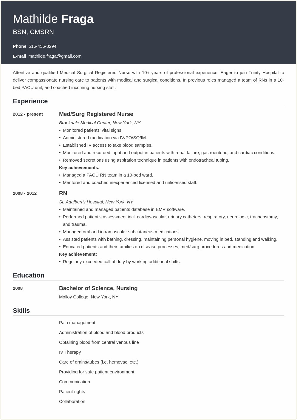 Job And Responsibilites Of Medical Surgeon Resume