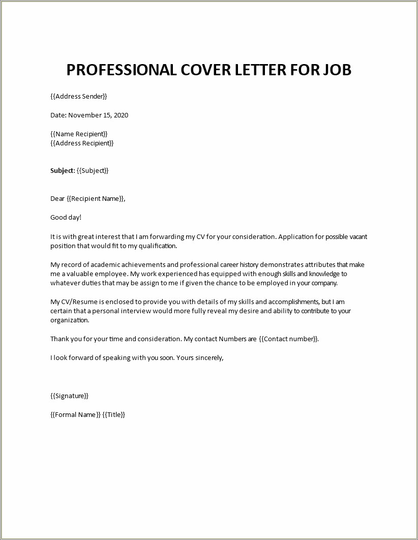 Job Application Cover Letter And Resume