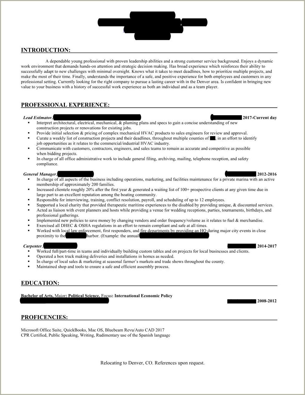 Job Application Letter With Resume Attached