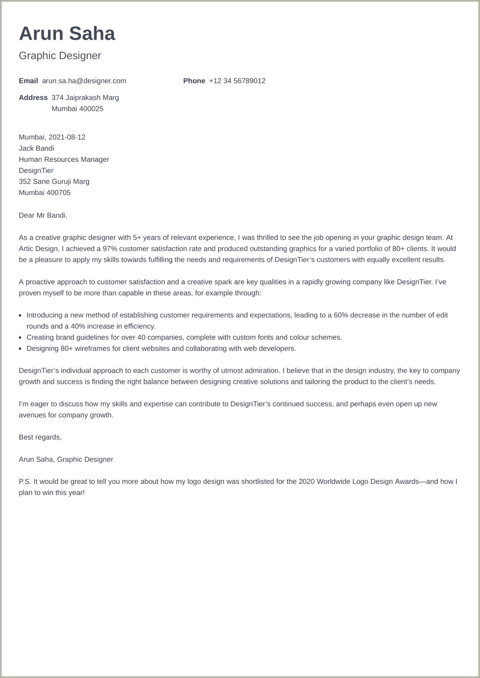 Job Application Letter With Resume Model