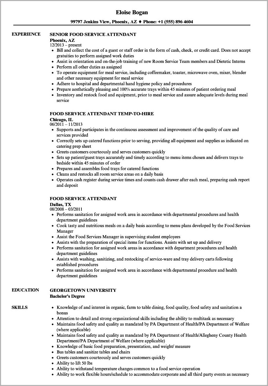 Job Description A&w Durham Resume