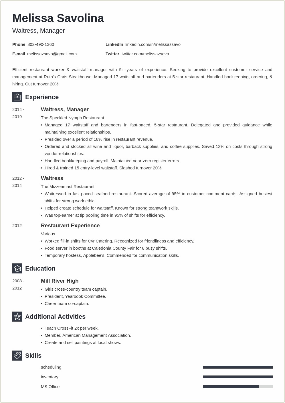 Job Description Fast Food Worker Resume