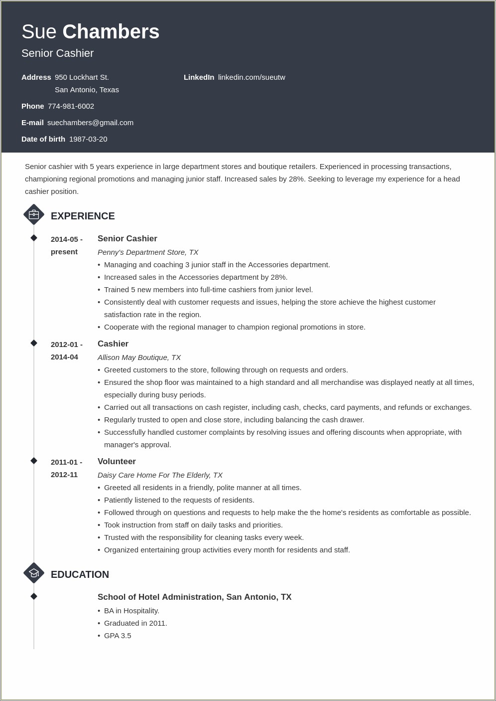 Job Description For Cashier Customer Service For Resume