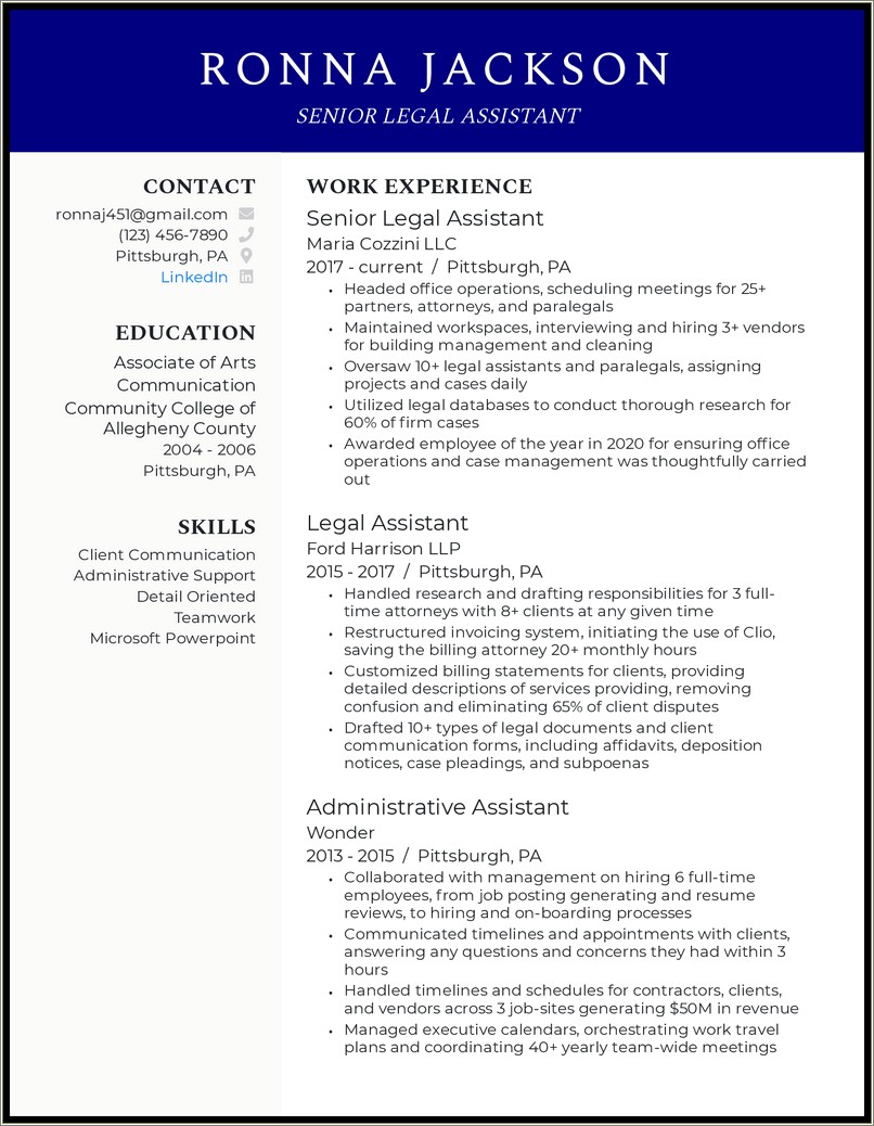 Job Description Of A Legal Secretary For Resume
