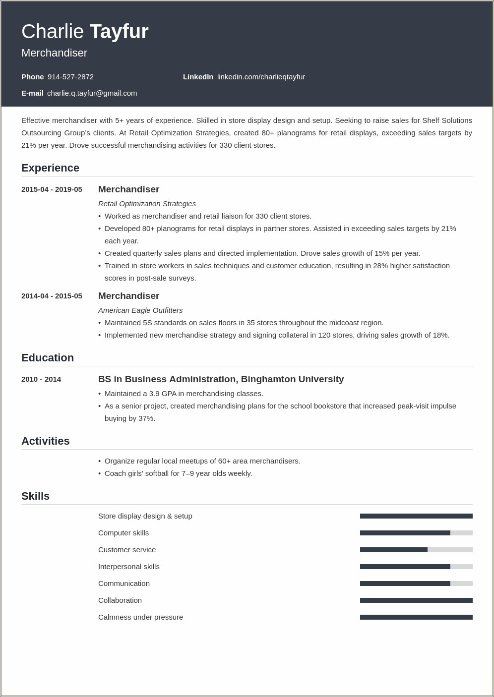 Job Description Of Merchandiser For Resume