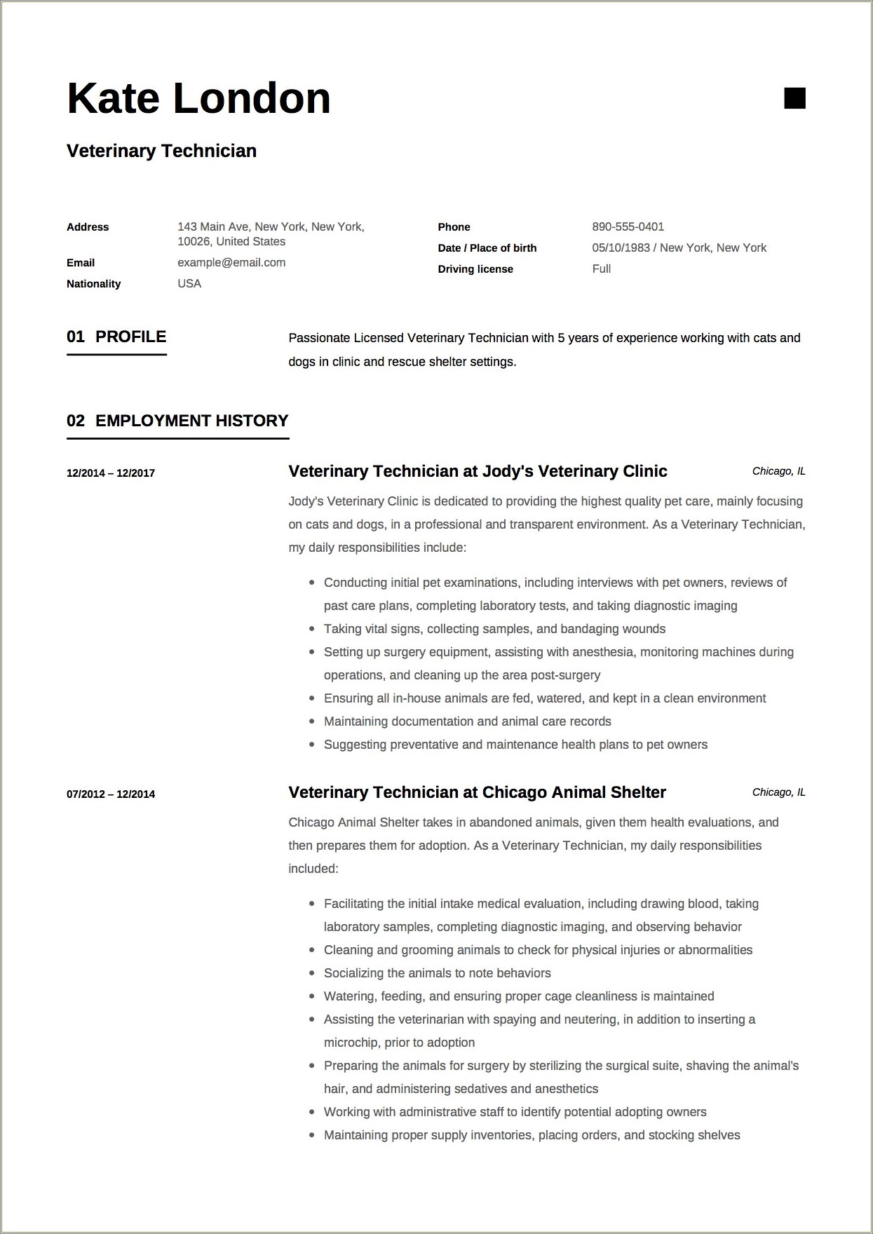 Job Description Resume Examples For Animal Care Assistant