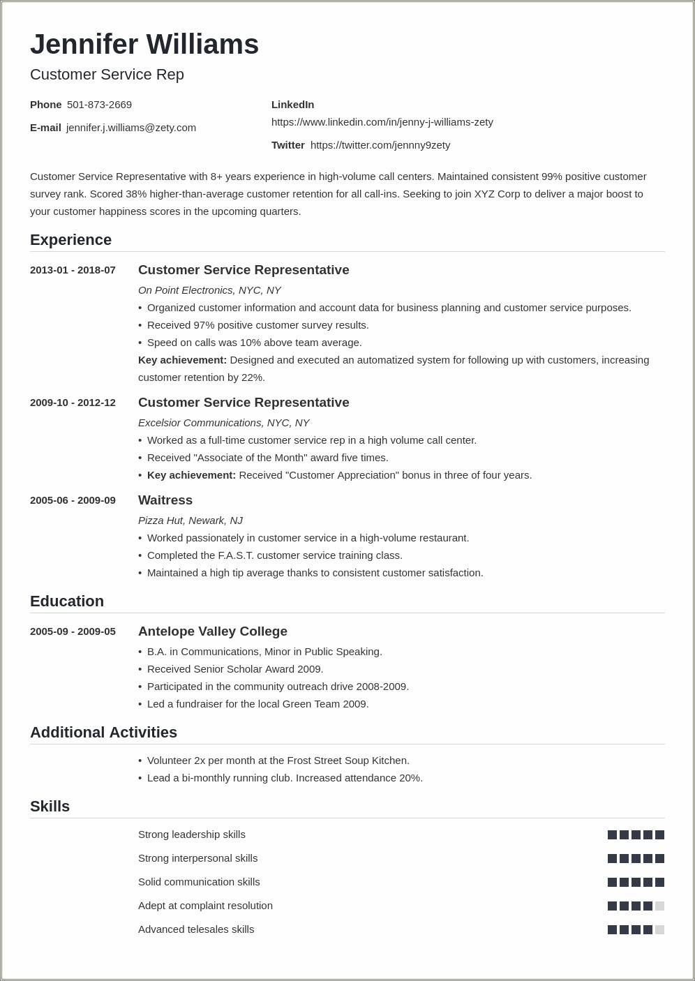 Job Experience To Put On A Resume