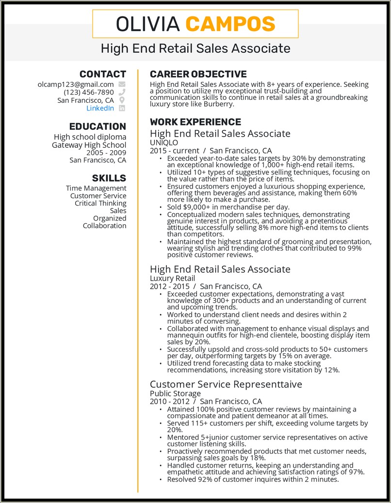 Job Responsibilities Of A Sales Associate For Resume