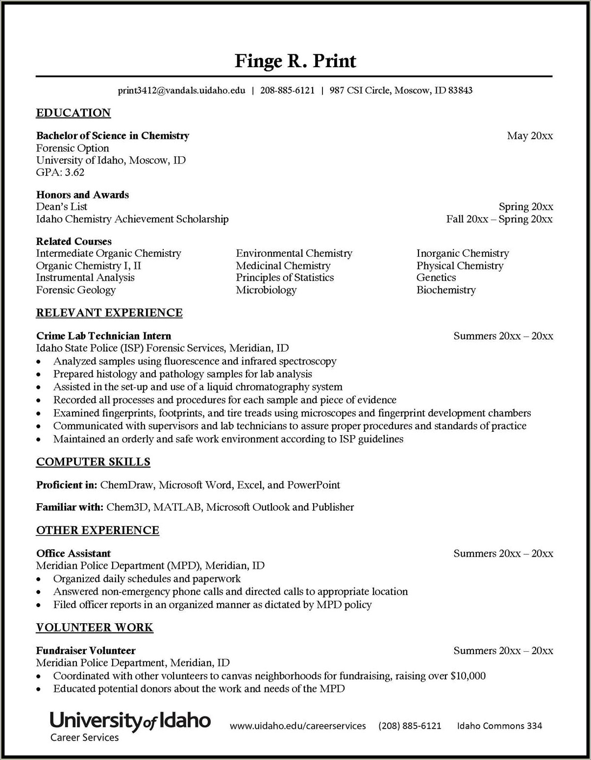 Job Resume For Cuurent College Student