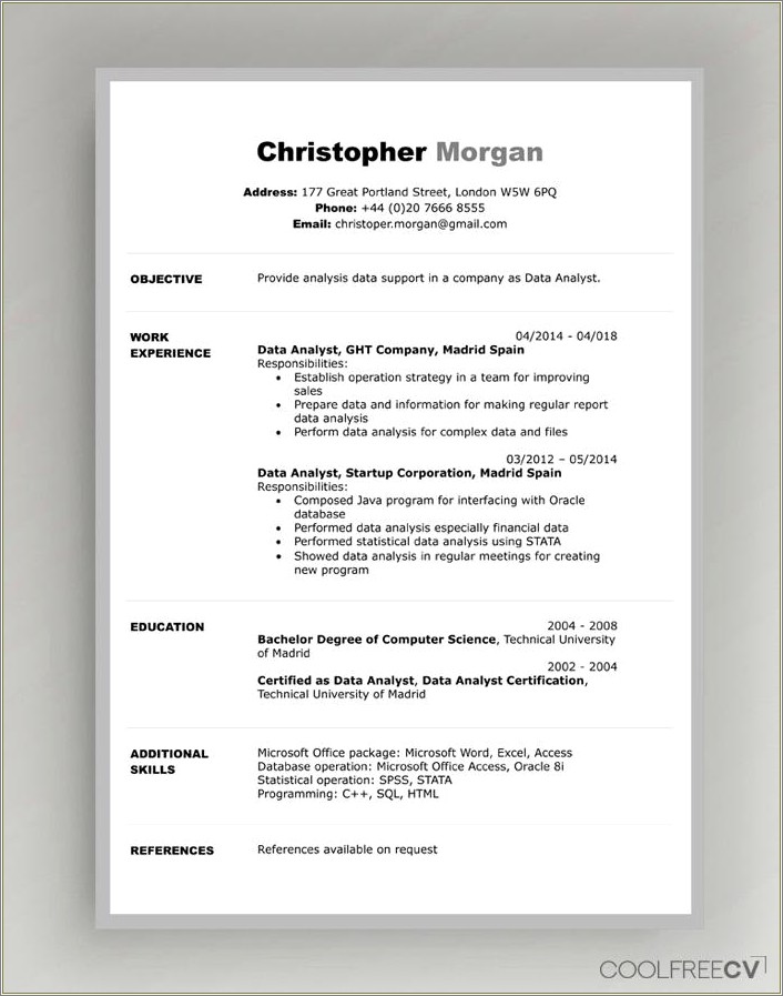 Job Resume For First Job Sample