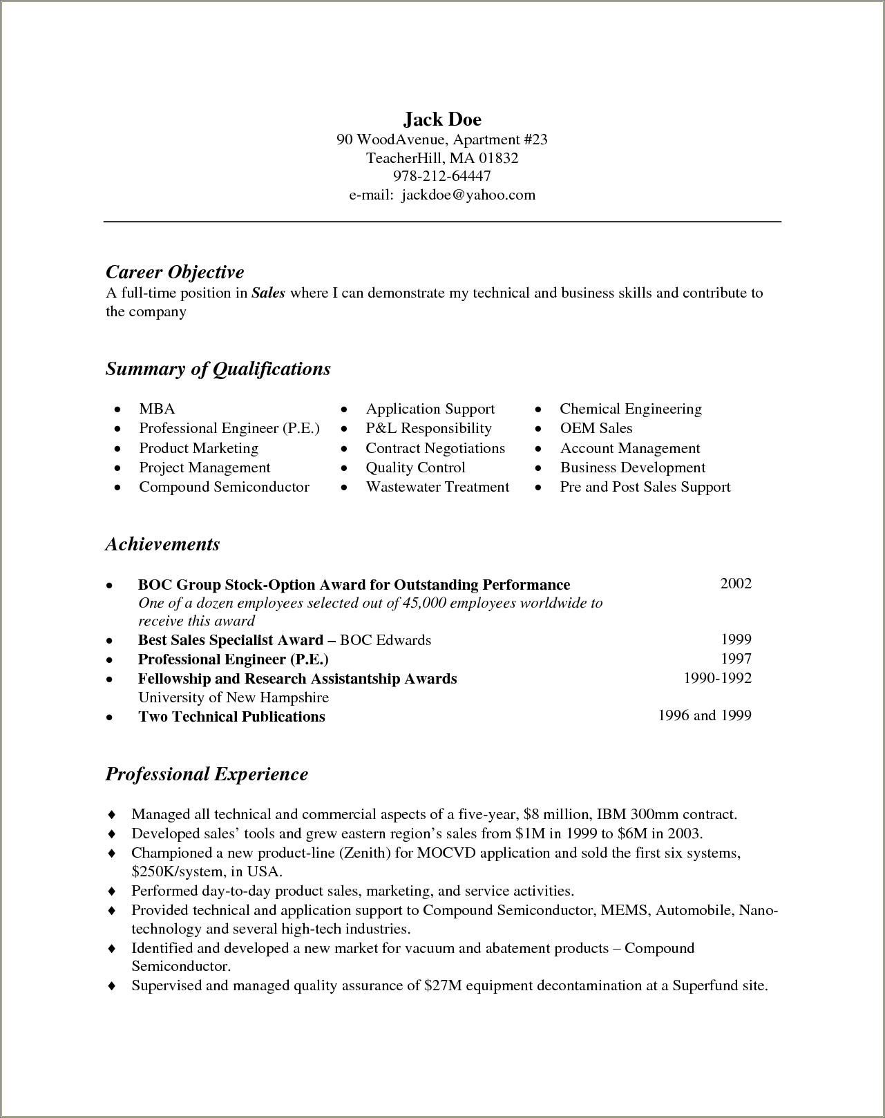 Job Specific Bullet Points For Resume