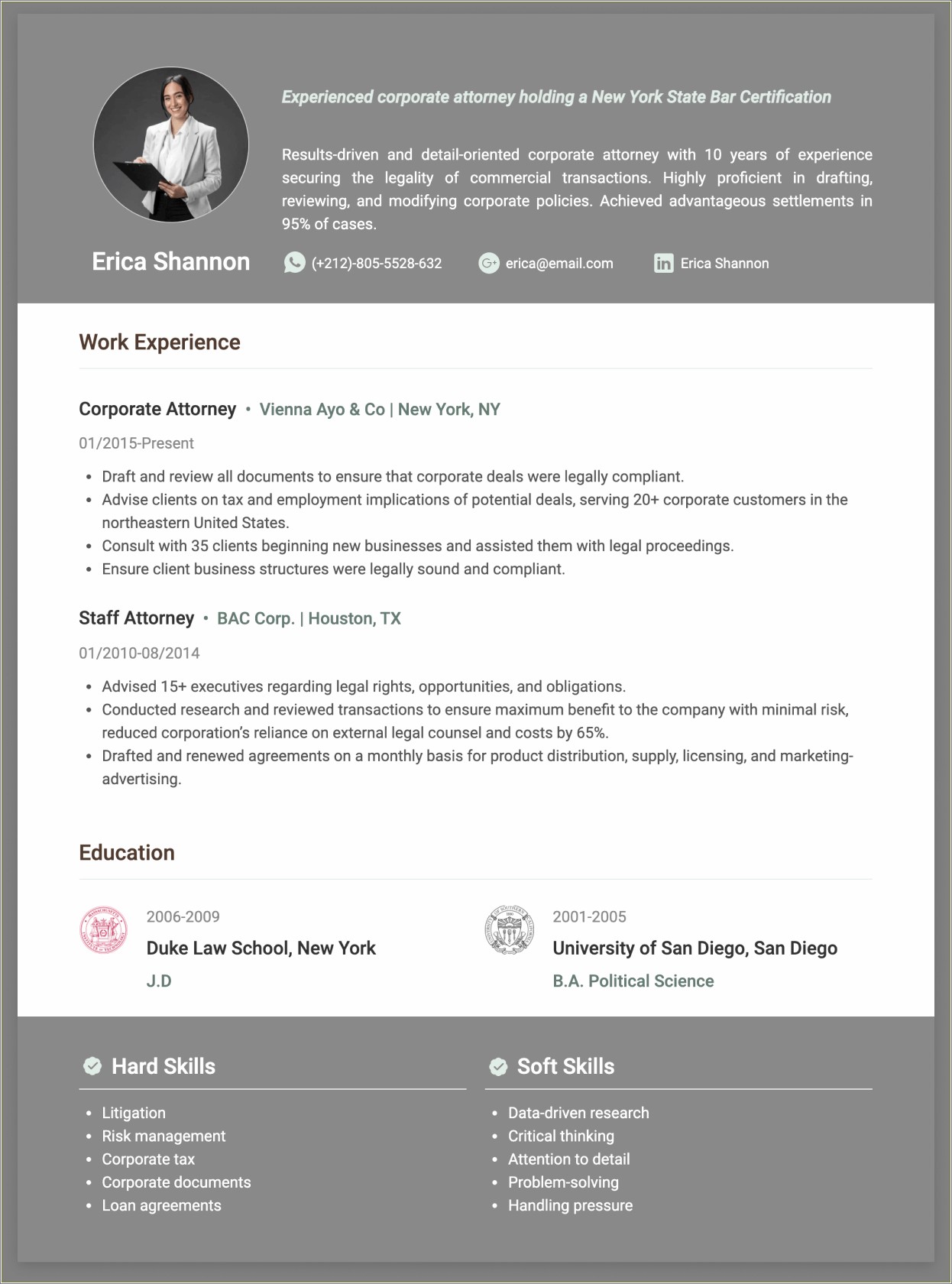 Job Summary Example On Resume For It