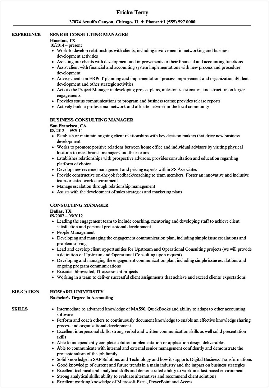 Job Title For Consultant On Resume
