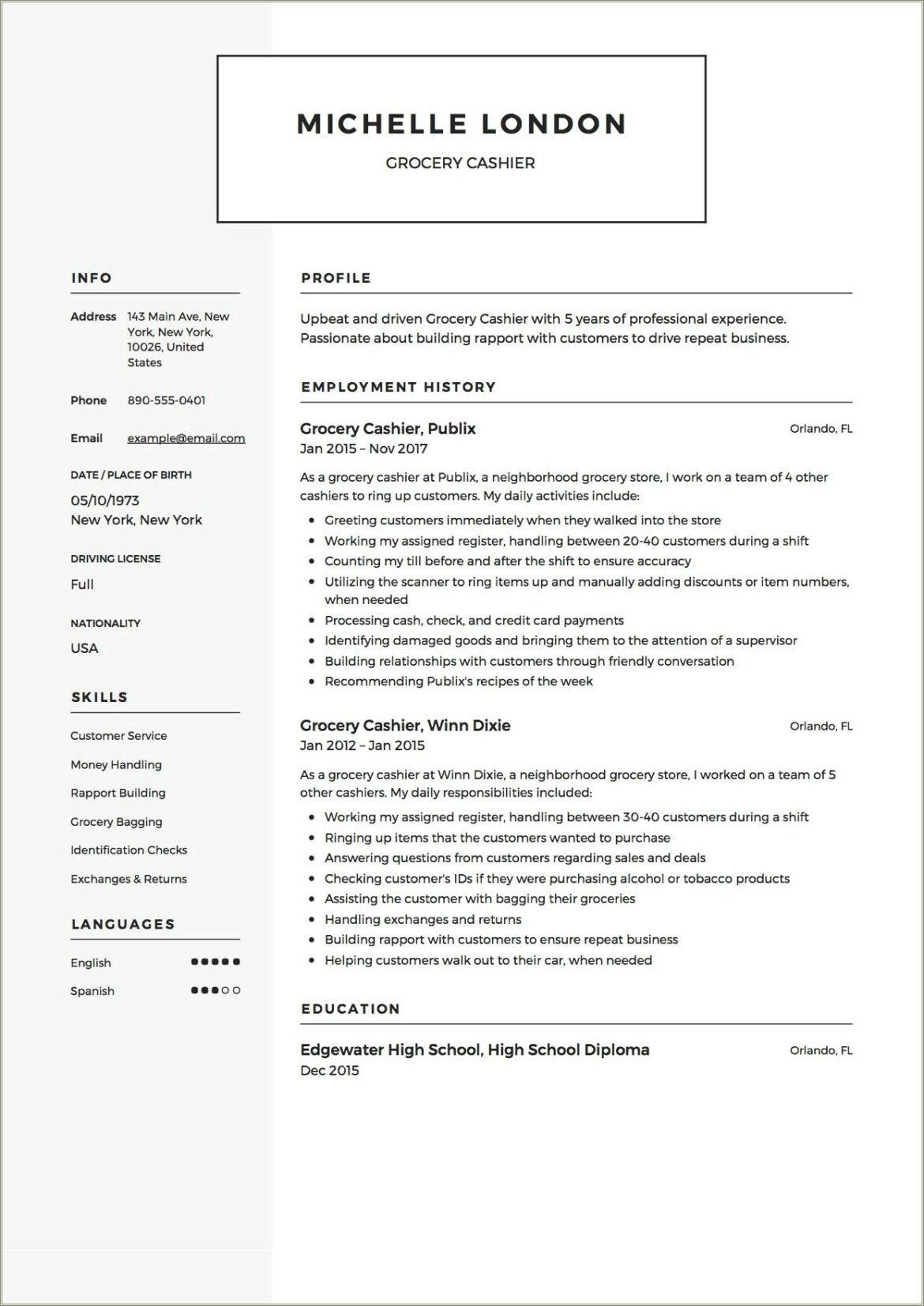 Jobherofast Food Cashier Resume Samples Jobhero