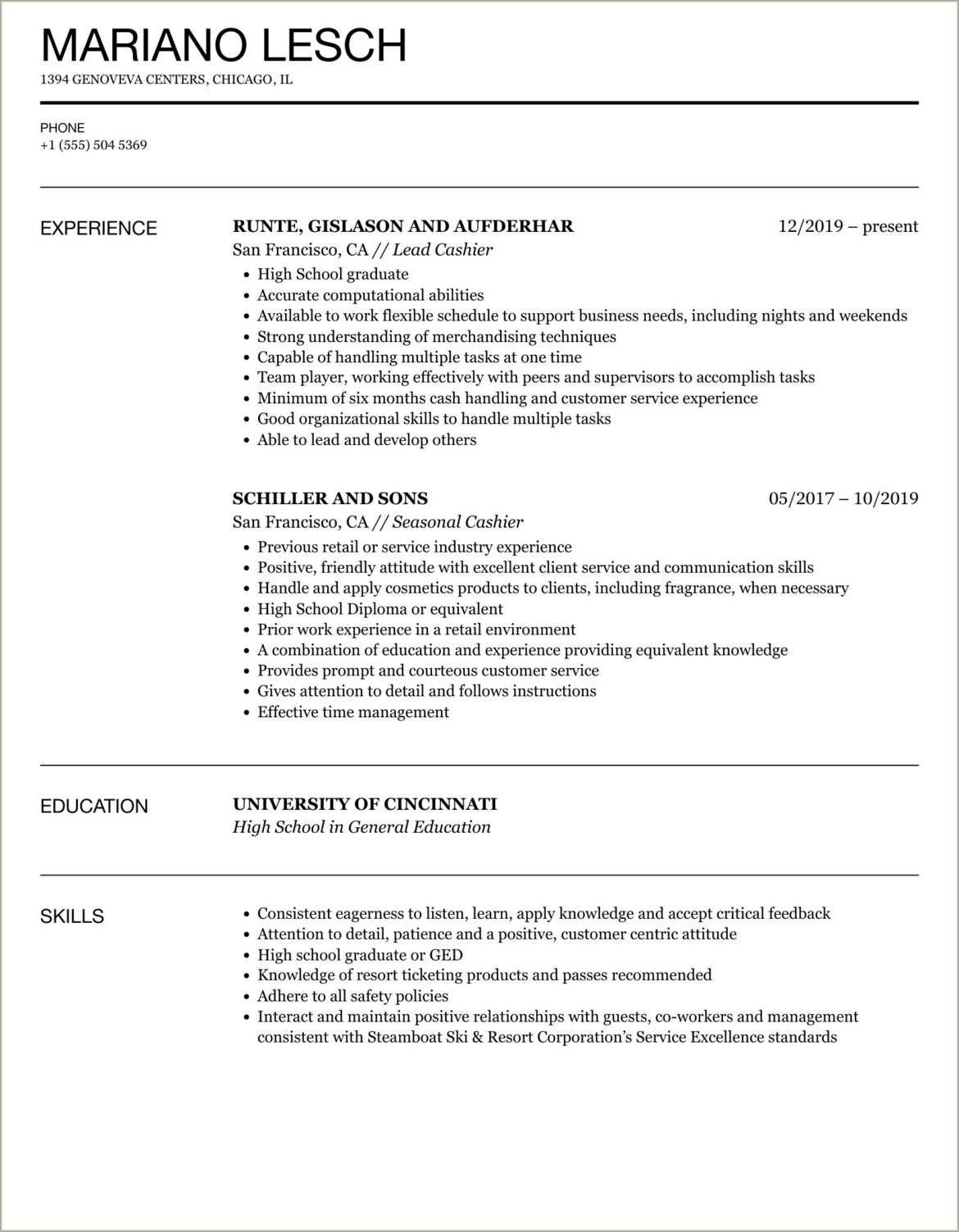 Jobherogrocery Store Cashier Resume Samples Jobhero