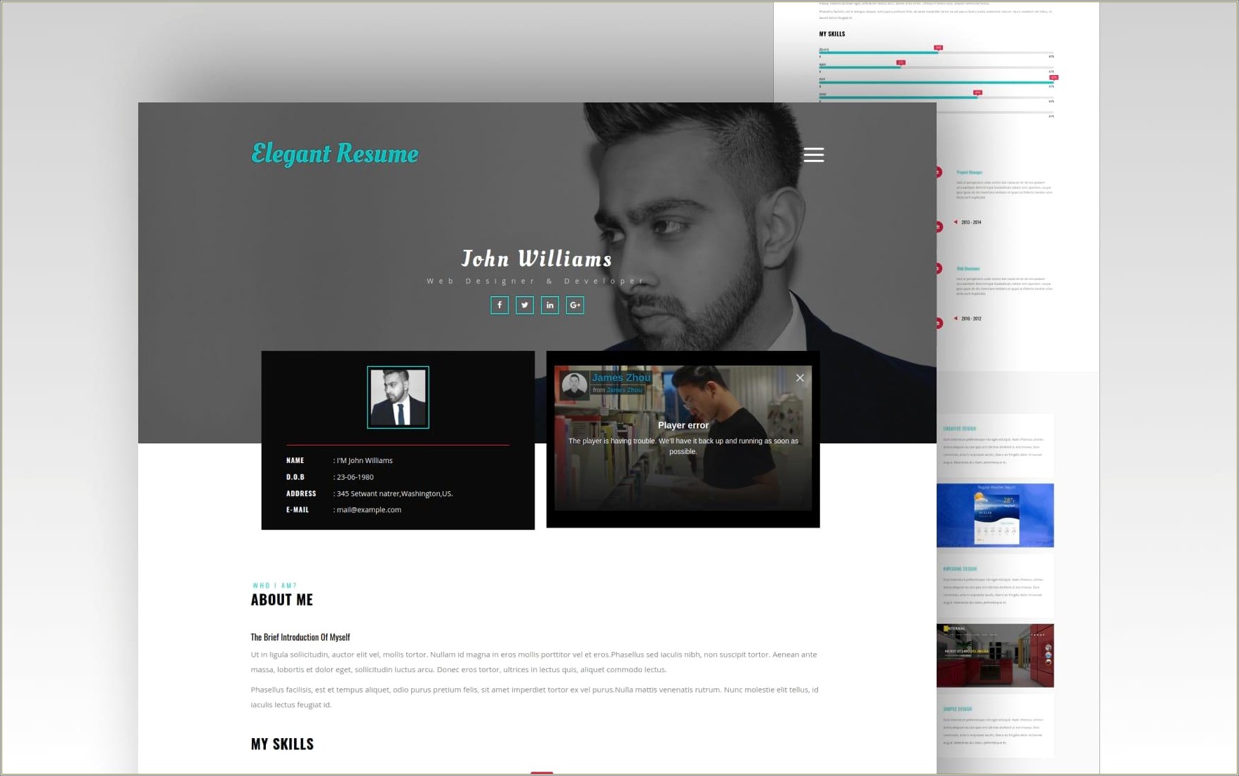 John Bootstrap One Page Html5 Resume Template Download