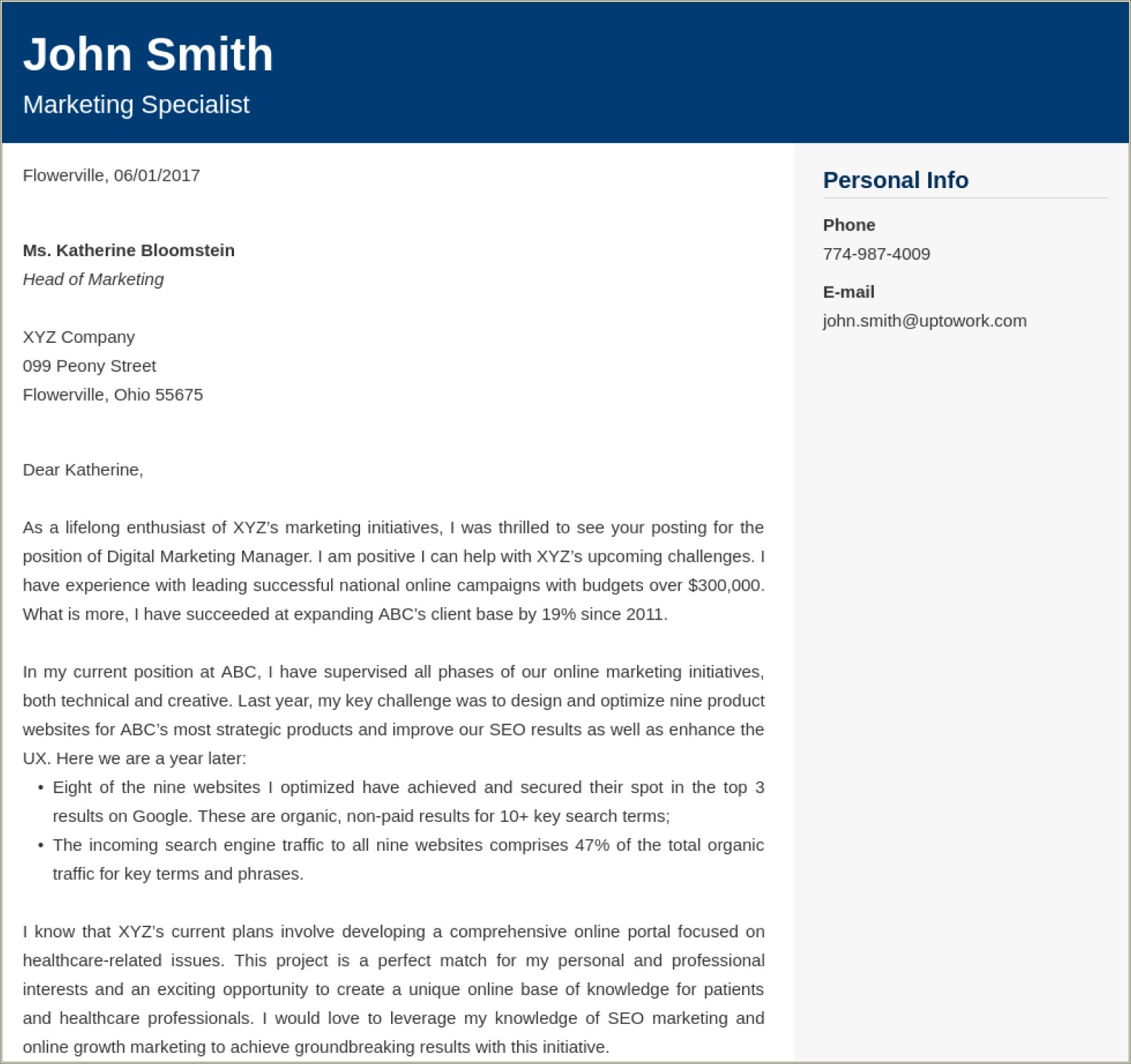 John Smith Front End Web Developer Resume Template