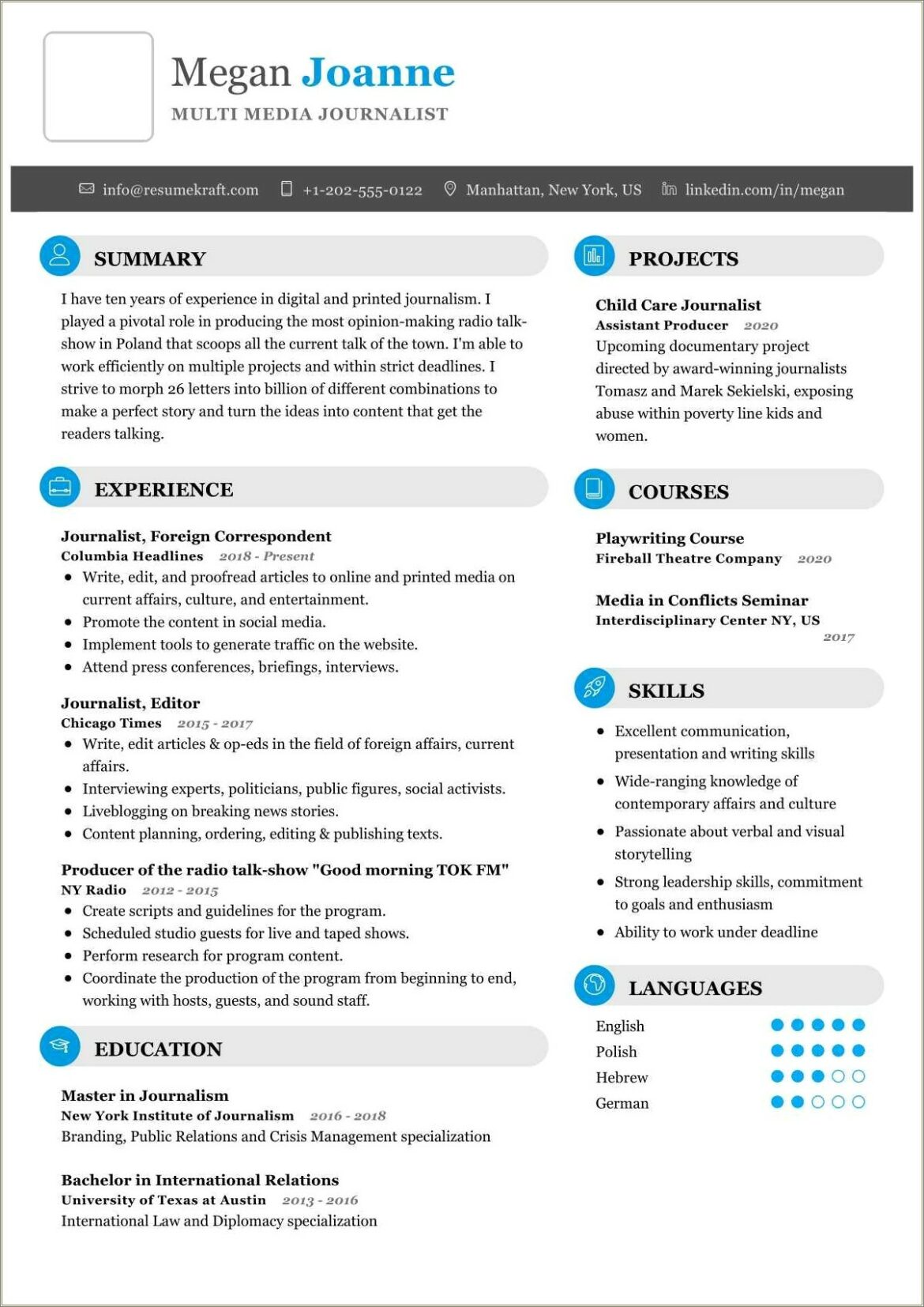 Journalism Skills To List On A Resume