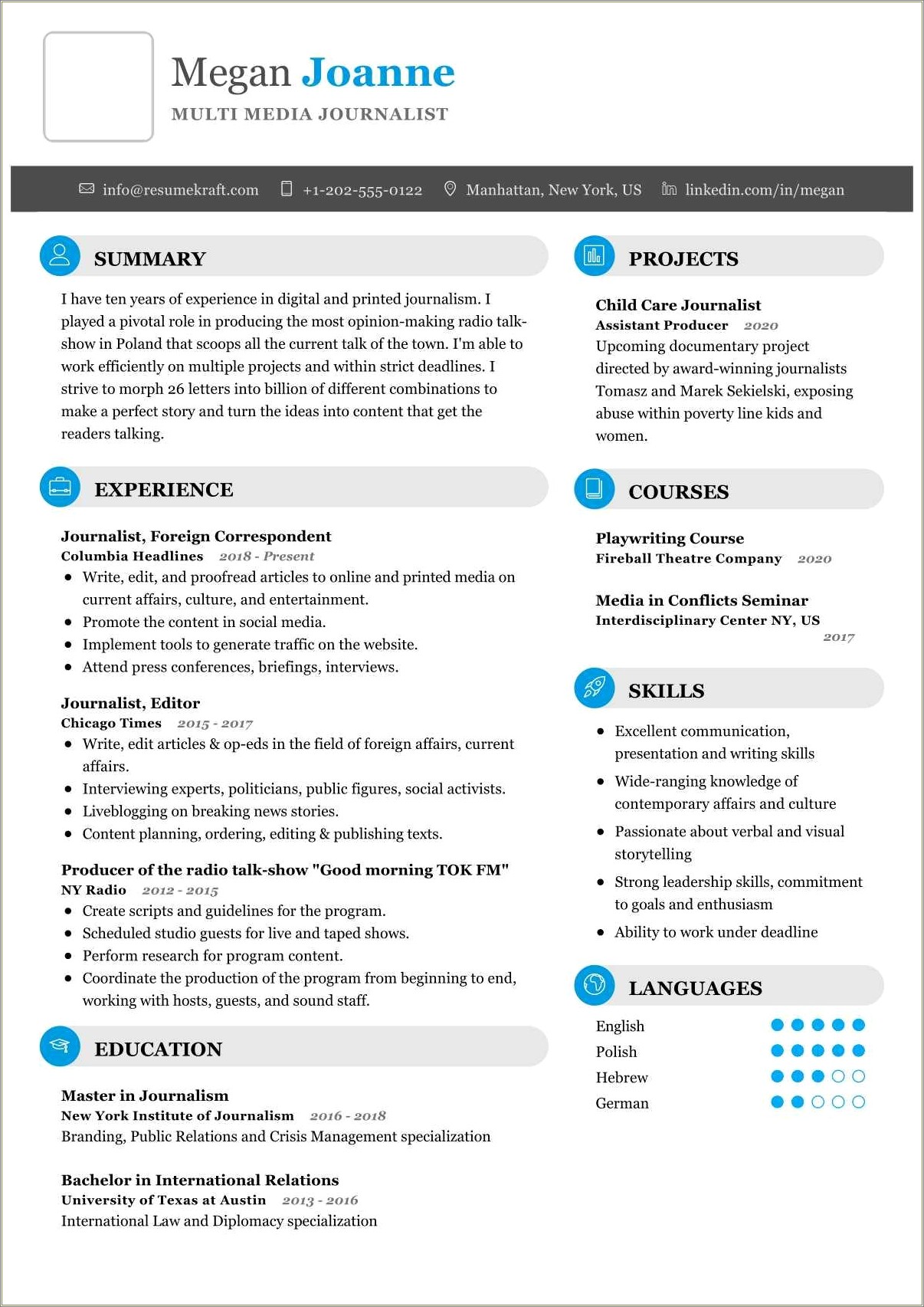 Journalism Skills To List On A Resume