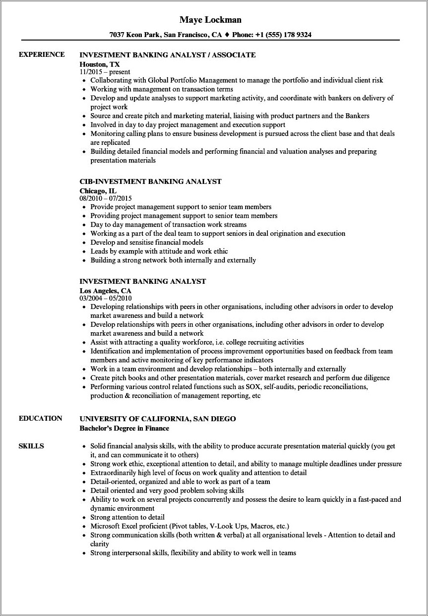 Jp Morgan Full Time Resume Examples