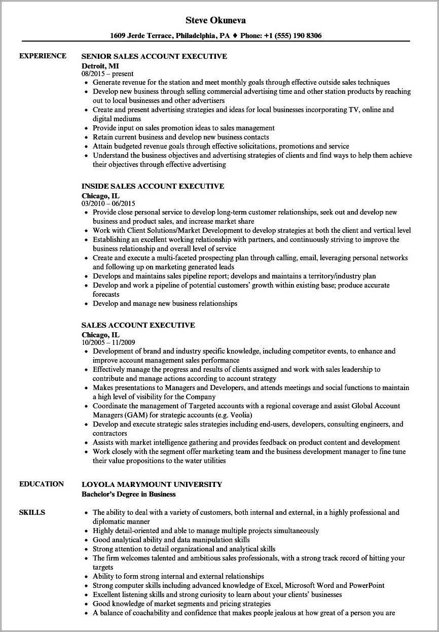 Junior Account Executive Job Description For Resume