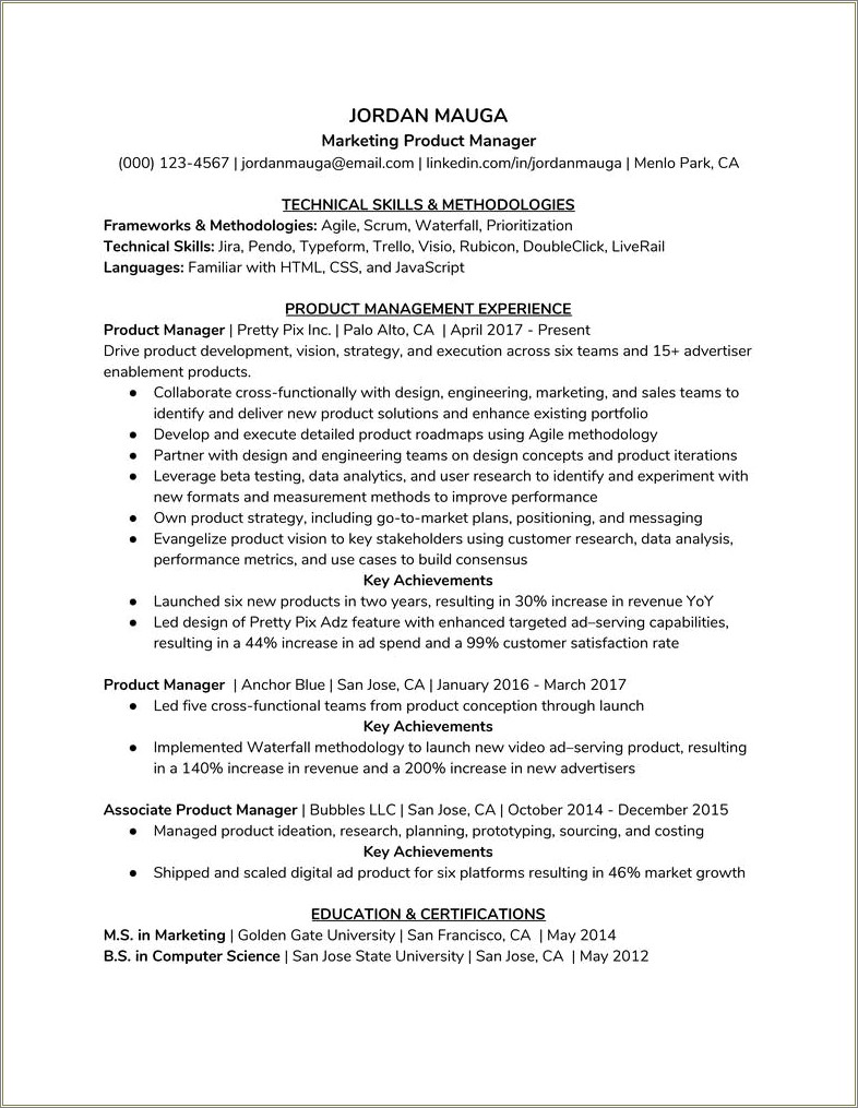Junior Agile Project Manager Resume Examples
