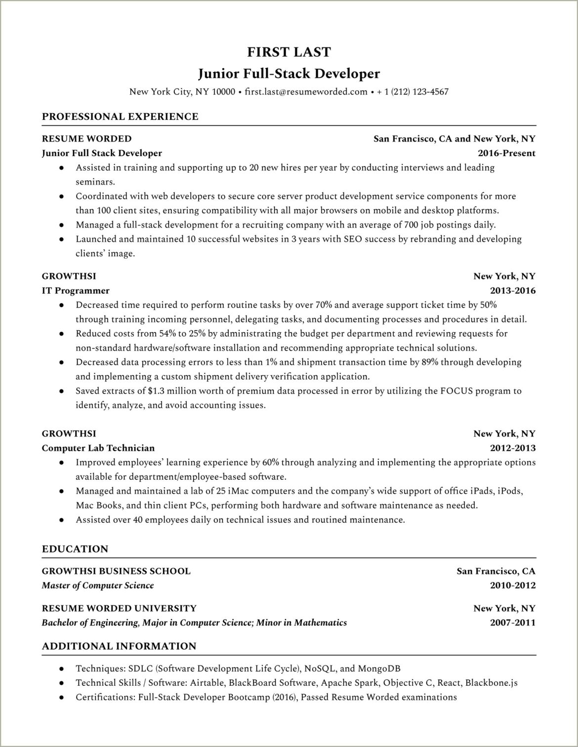 Junior Java Developer Resume Sample Download