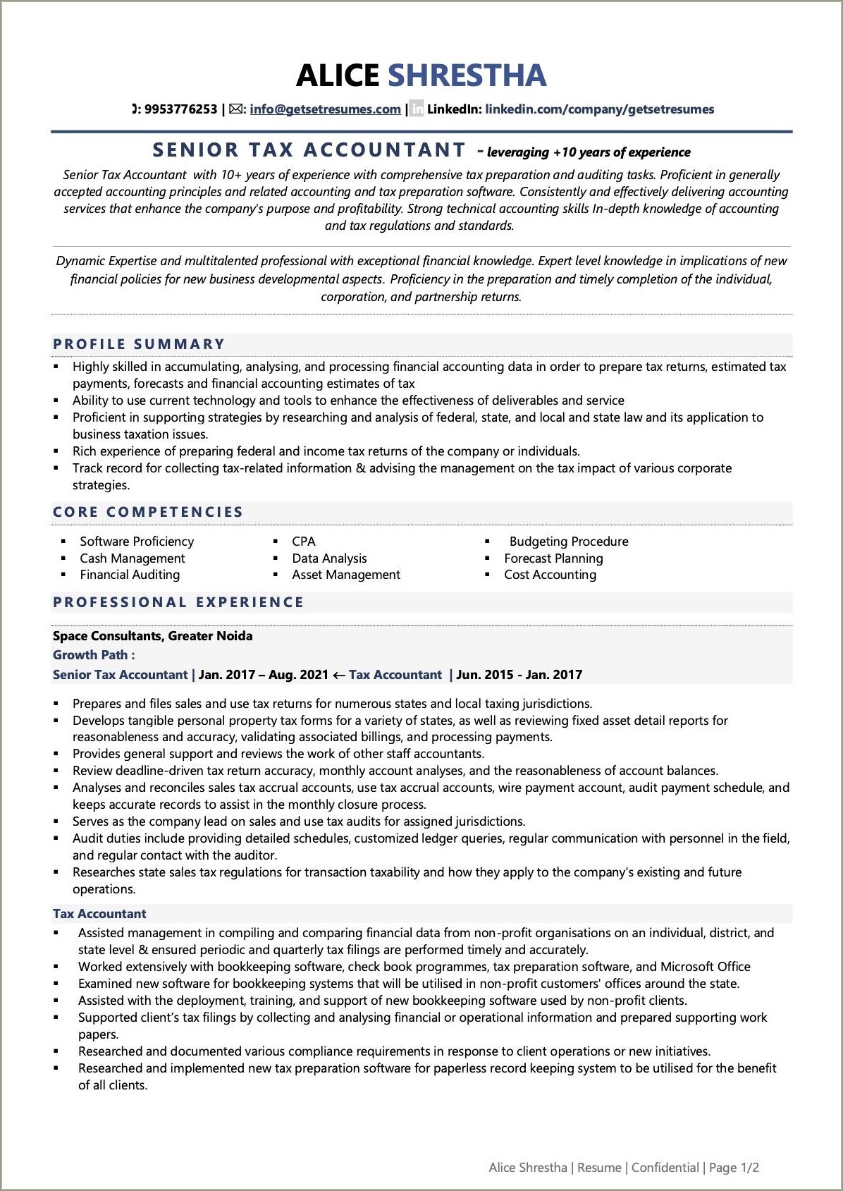 Junior Tax Accountant Job Description Resume