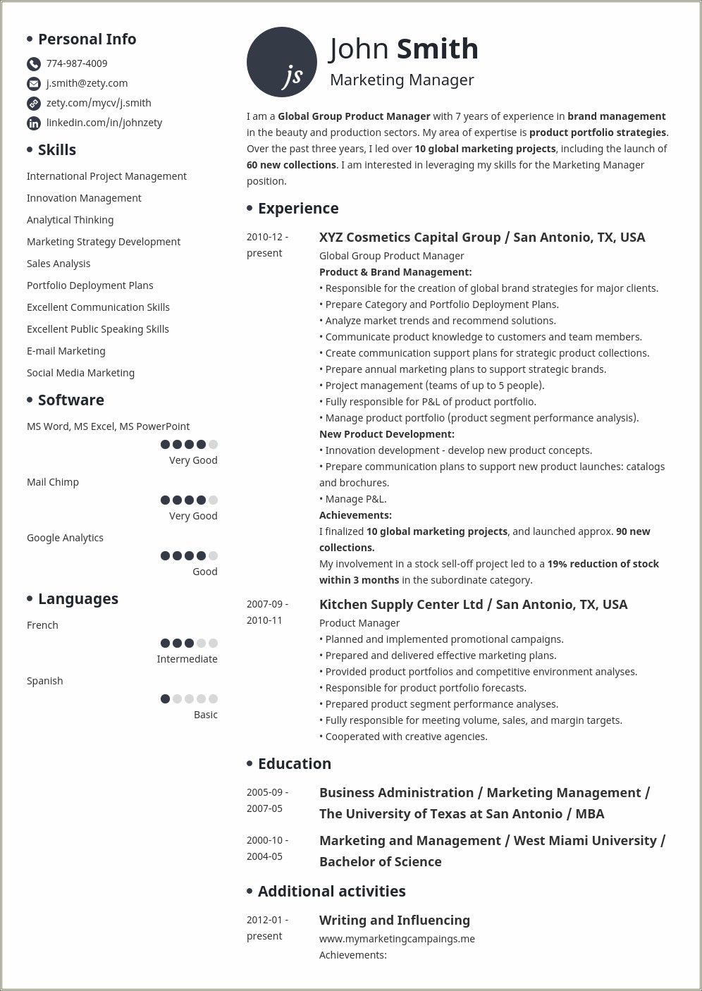 Just Education And Experience In Resume
