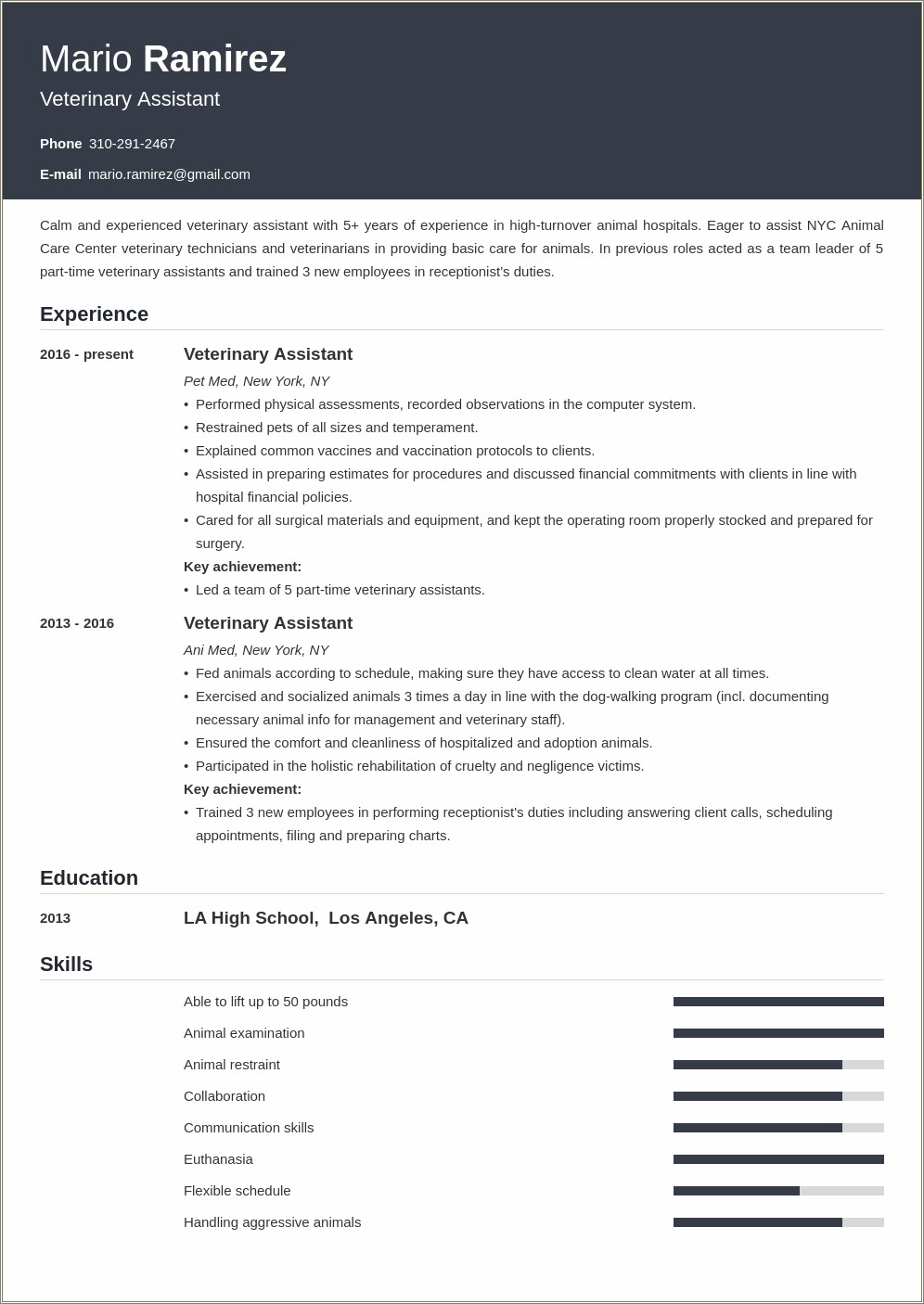 Kennel Assistant Job Description For Resume