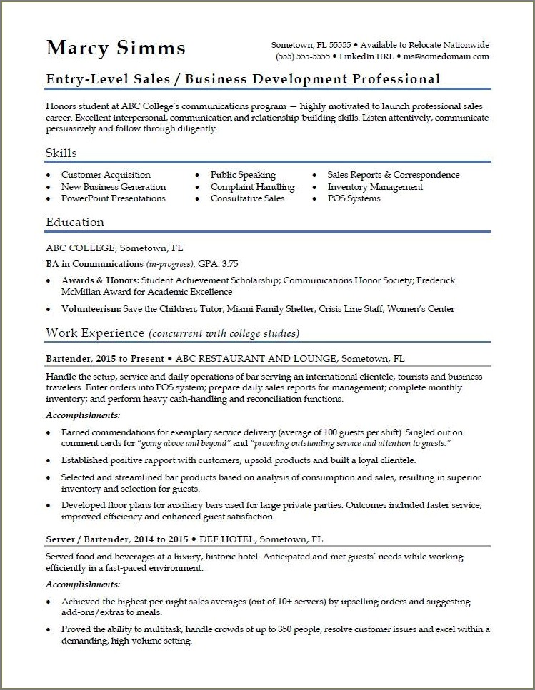 Key Skills For Entry Level Resume